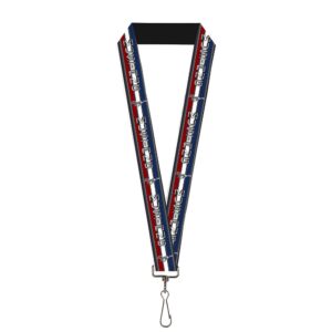 buckle-down womens lanyard - 1.0" mustang/text w/tri-bar stripe key chain, multicolor, one size us