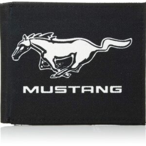 Buckle-Down mens Buckle-down Canvas Bifold - Ford Mustang Black/White Logo Centered Wallet, Multicolor, 4.0 x 3.5 US