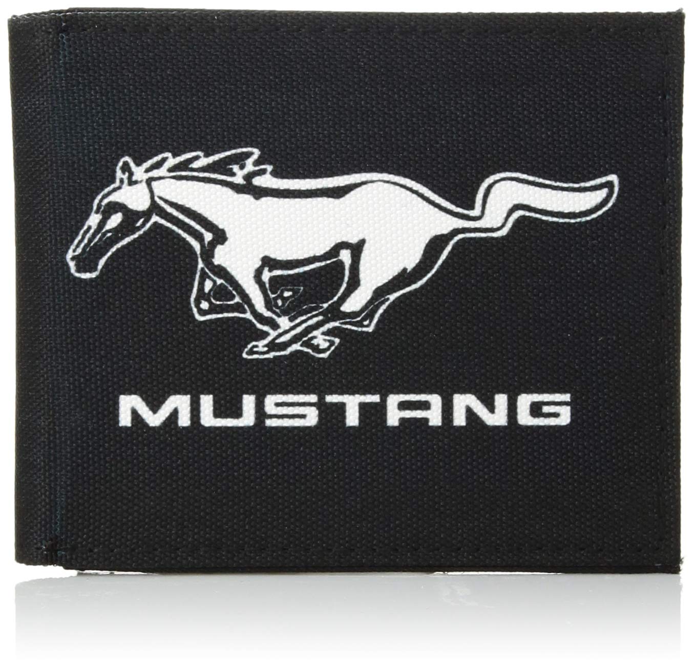 Buckle-Down mens Buckle-down Canvas Bifold - Ford Mustang Black/White Logo Centered Wallet, Multicolor, 4.0 x 3.5 US