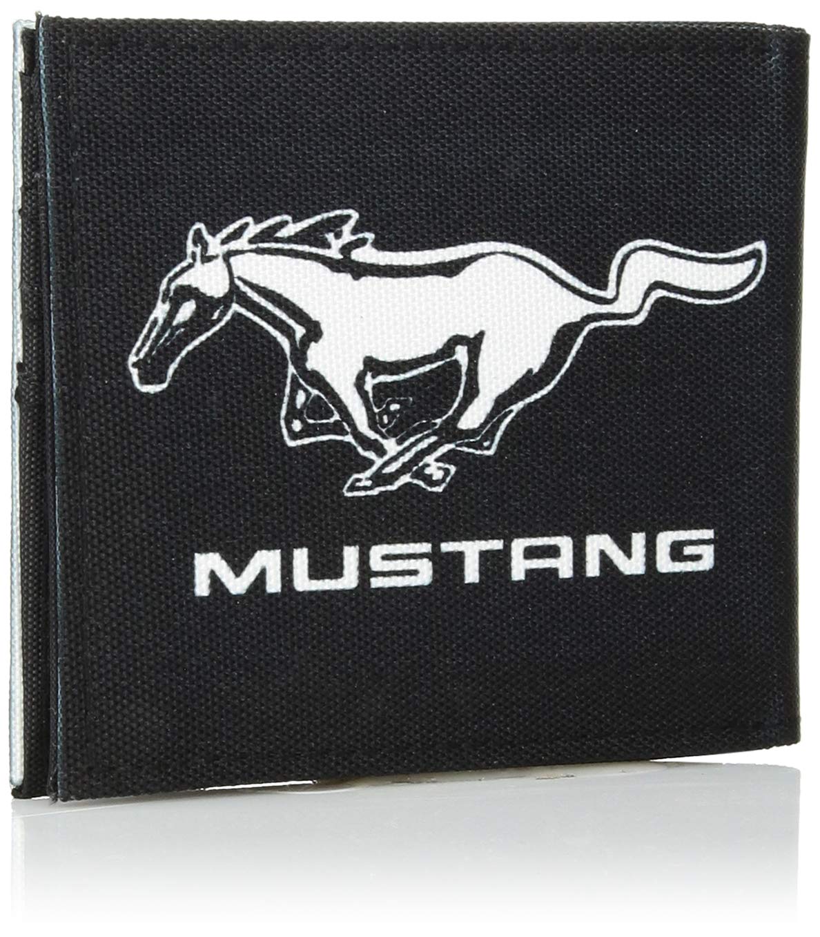 Buckle-Down mens Buckle-down Canvas Bifold - Ford Mustang Black/White Logo Centered Wallet, Multicolor, 4.0 x 3.5 US