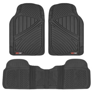 motor trend flextough performance all weather rubber car floor mats - 3 piece floor mats automotive liners for cars truck suv, heavy-duty waterproof (black)