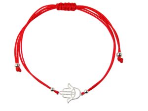 martinuzzi accessories red kabbalah string bracelet with sterling silver hamsa hand charm (sterling silver)