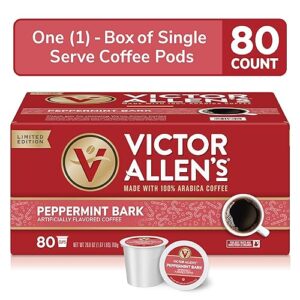 Victor Allen's Coffee Peppermint Bark Flavored, Medium Roast, 80 Count, Single Serve Coffee Pods for Keurig K-Cup Brewers