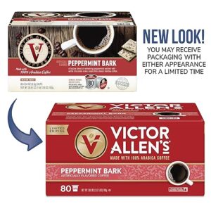 Victor Allen's Coffee Peppermint Bark Flavored, Medium Roast, 80 Count, Single Serve Coffee Pods for Keurig K-Cup Brewers