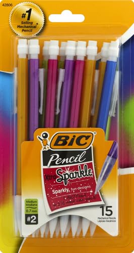 BIC Xtra-Sparkle Mechanical Pencil, Medium Point (0.7mm), Fun Design With Colorful Barrel, 15-Count