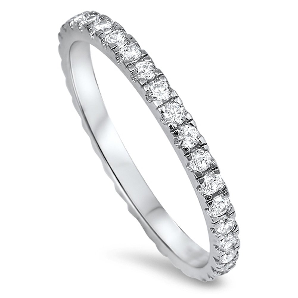 Women's Eternity Band Clear CZ Ring Wholesale New 925 Sterling Silver Size 11