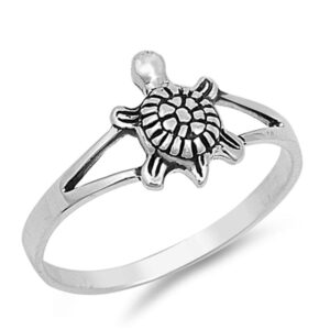 Small Turtle Classic Ring New .925 Sterling Silver Thin Band Size 2