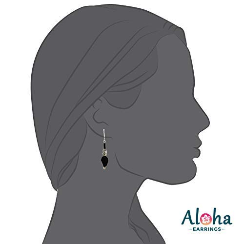 Aloha Earrings Black Art Deco Dangling Clip-On Earrings (Black Stylish Art Deco)