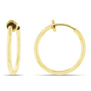 Clip On Spring Hoop Earrings for Non-Pierced Ears (17mm, Gold-Tone)