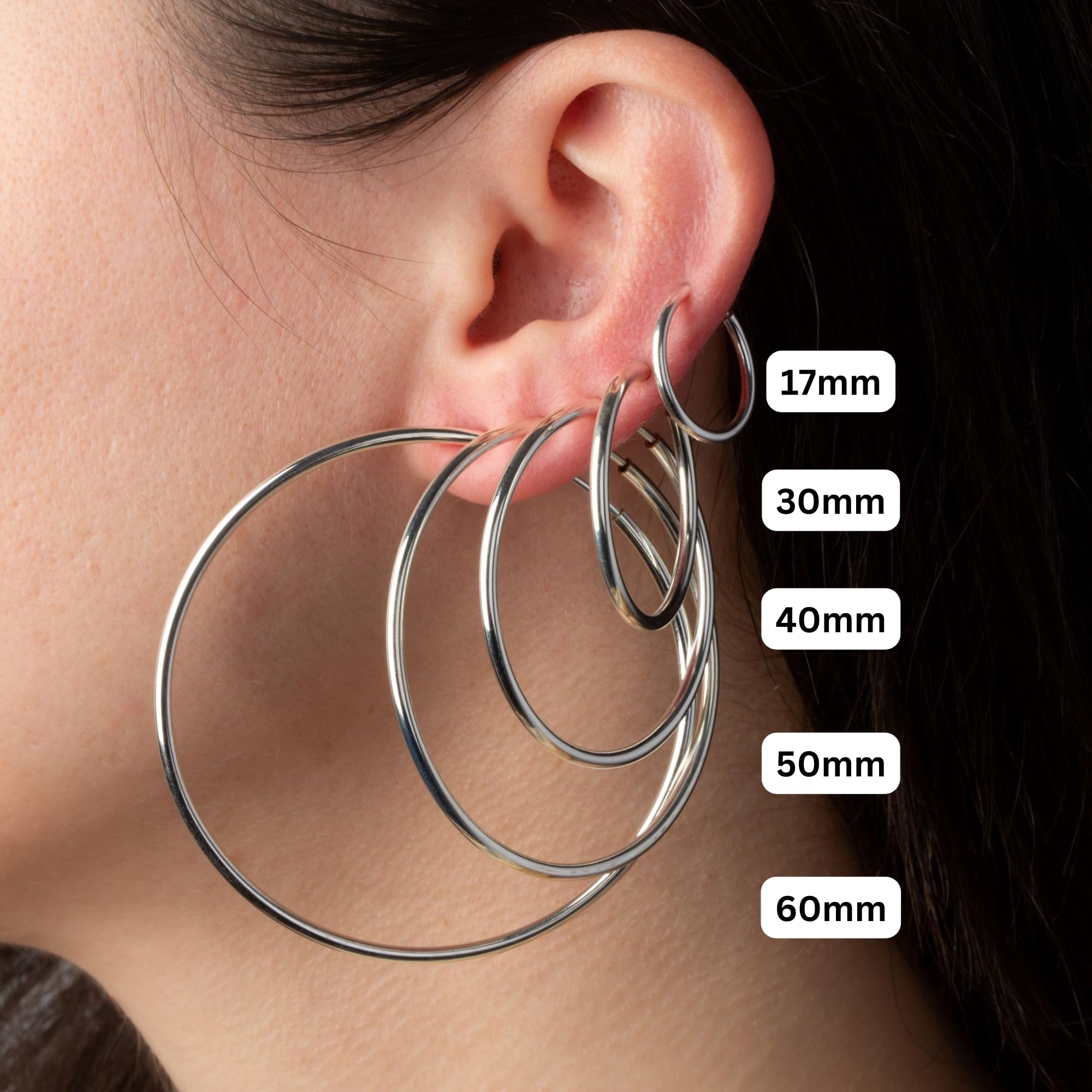 Clip On Spring Hoop Earrings for Non-Pierced Ears (17mm, Gold-Tone)