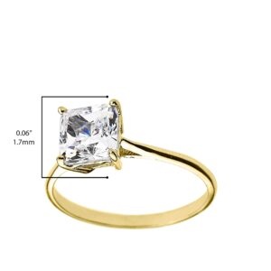 10K Yellow Gold Princess Cut Square Cubic Zirconia Solitaire Cathedral Engagement Ring - Size 6