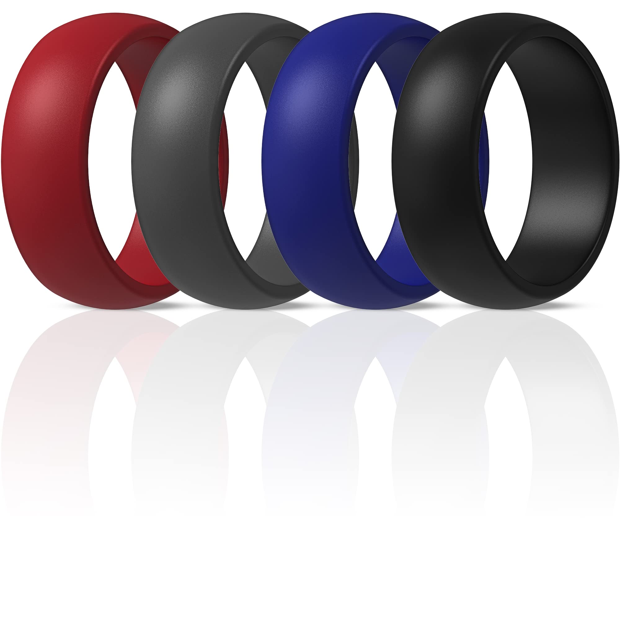 ThunderFit Silicone Wedding Rings for Men, 4 Rubber Engagement Bands 8.7mm Wide 2mm Thick