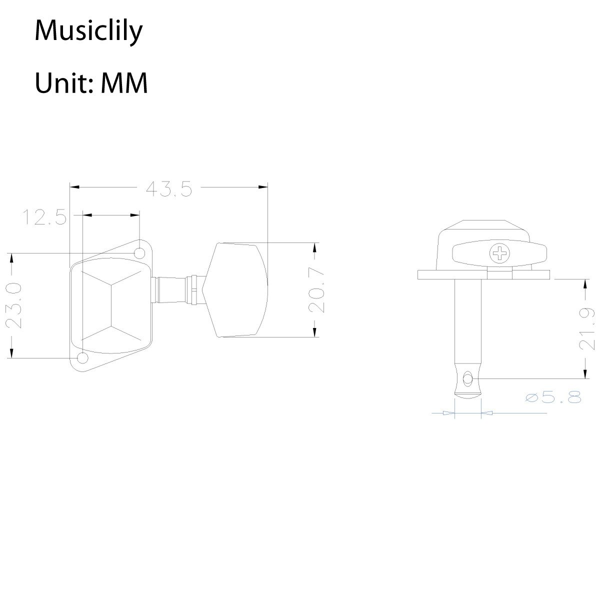 Musiclily 3L+3R Semi-closed Guitar Tuners Guitar String Tuning Pegs Keys Machine Heads Set for Epiphone Les Paul SG Style Electric Guitar or Acoustic Guitar Replacement, Chrome