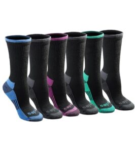 dickies women's dritech advanced moisture wicking crew socks, black assorted (6 pairs), shoe size: 6-9