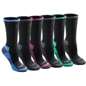 Dickies Women's Dritech Advanced Moisture Wicking Crew Socks, Black Assorted (6 Pairs), Shoe Size: 6-9