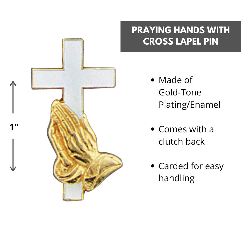 Autom Cross & Praying Hands Gold Plated Lapel Pin