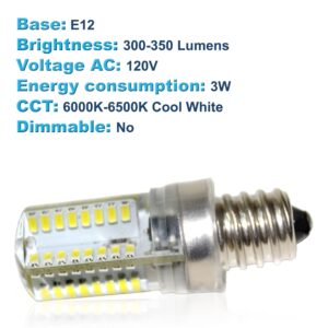 HQRP 7/16" 110V LED Light Bulb Cool White Compatible with Brother LS-2125 / LS-2125b / LS-2125i / LS-2129 / LS-2130 / LS-2150 / LS-2160 Sewing Machine