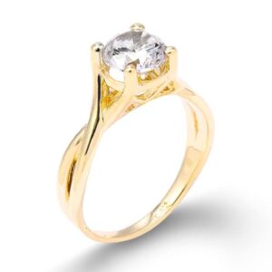 10k Yellow Gold 2.50 ct CZ Infinity Band Solitaire Proposal Engagement Ring (Size 6)