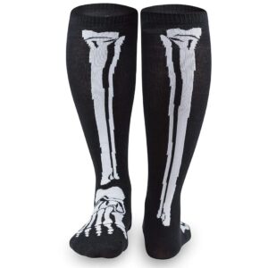 skeleton halloween knee high half cushioned athletic running socks fun running socks by gone for a run, one size