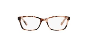 ralph by ralph lauren women's ra7044 cat eye prescription eyewear frames, shiny light pink tortoise/demo lens, 52 mm