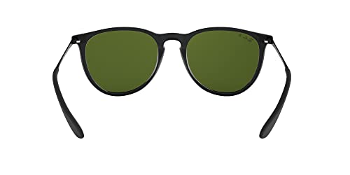 Ray-Ban RB4171 Erika Round Sunglasses, Black/Polarized Green, 54 mm