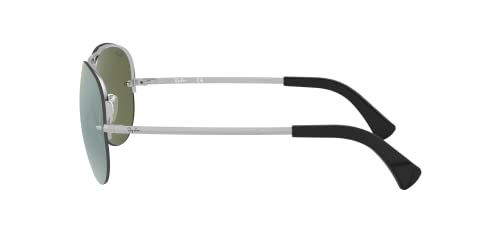 Ray-Ban RB3449 Aviator Sunglasses, Silver/Green Mirrored Silver, 59 mm