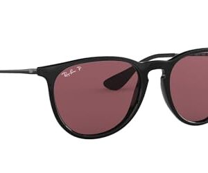 Ray-Ban RB4171 Erika Round Sunglasses, Black/Polarized Purple, 54 mm