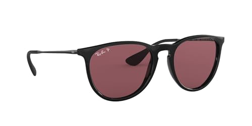 Ray-Ban RB4171 Erika Round Sunglasses, Black/Polarized Purple, 54 mm