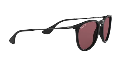 Ray-Ban RB4171 Erika Round Sunglasses, Black/Polarized Purple, 54 mm