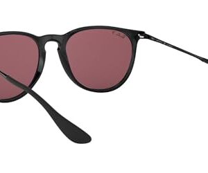 Ray-Ban RB4171 Erika Round Sunglasses, Black/Polarized Purple, 54 mm