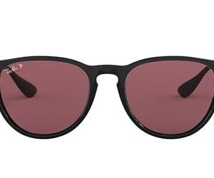 Ray-Ban RB4171 Erika Round Sunglasses, Black/Polarized Purple, 54 mm