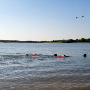 New Wave Swim Buoy - Swim Safety Float and Drybag for Open Water Swimmers, Triathletes, Kayakers and Snorkelers, Highly Visible Buoy Float for Safe Swim Training (Orange-PVC Large-20 Liter)