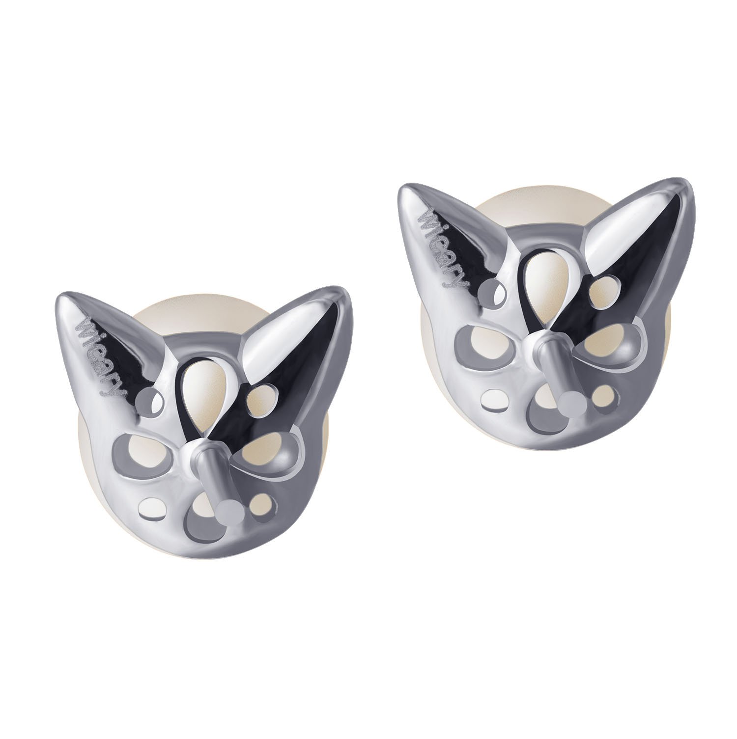 Wicary Cat Ear Earrings Sterling Silver Cultured Freshwater Pearl Stud Earrings