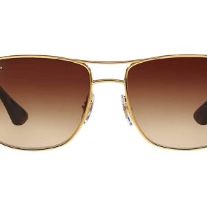 Ray-Ban RB3533 Square Sunglasses, Gold/Brown Gradient Dark Brown, 57 mm