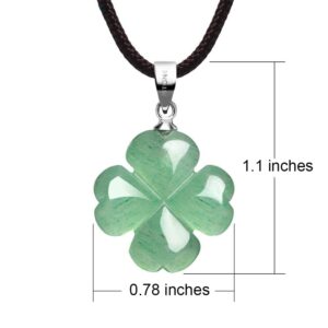 iSTONE Four Leaf Clover Necklace,Made with Green Aventurine for Faith Hope Love and Luck 18 Inch Rope Chain St. Patrick's Day