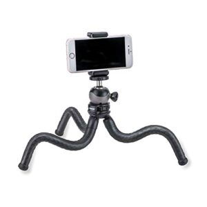 Carson BoaPod Flexible Leg Travel Tripod with Universal Smartphone Adapter and Wireless Remote Shutter Button (TR-050), Black, Medium