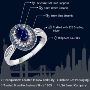 Gem Stone King 925 Sterling Silver 7X5MM Oval Gemstone Birthstone Double Halo Wedding Engagement Anniversary Promise Ring For Women | Available In Size 5, 6, 7, 8, 9