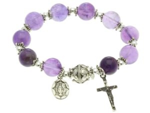 7 sorrows rosaries sterling silver rosary, amethyst 10mm elastic rosary bracelet