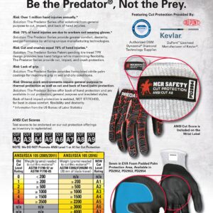 MCR Safety PD2903M Predator Multitask Grain Cow Leather Palm, Breathable, Padded Gloves, Tire Tread Backing, White, Medium, 1 Pair