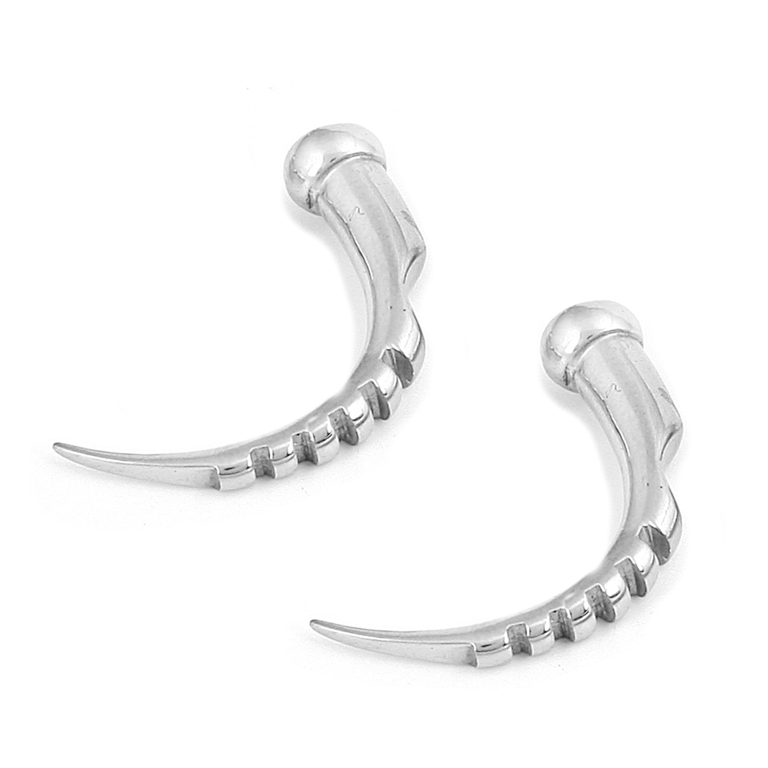 JewelryVolt Pair Surgical Steel Ear Curved Ridged Pincher Taper Claw Notched Talon (6.5MM)