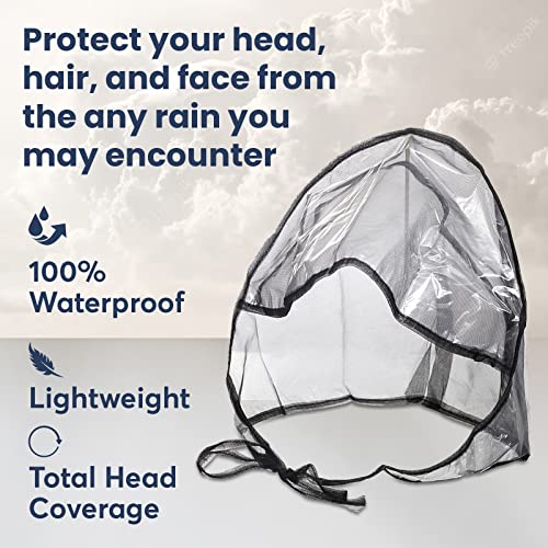 Premium Waterproof Rain Bonnet Hat with Full Cut Visor & Netting - Stay Dry Rain Protection for Men or Women - Black (Unisex)