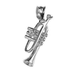 fine .925 sterling silver trumpet music charm pendant