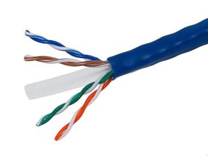 monoprice cat6 ethernet bulk cable - stranded, 550mhz, 10g, utp, cm, 24awg, pure bare copper wire, pull box, 250 feet, blue