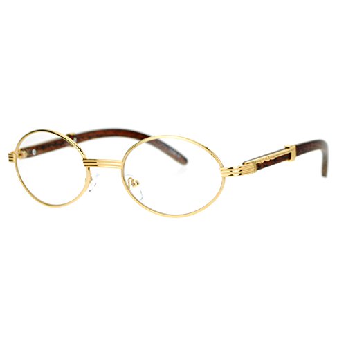 SA106 Art Nouveau Vintage Style Oval Metal Frame Eye Glasses Yellow Gold