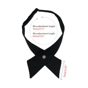 Women/Men Cross Bow Tie, Pre Tied Crossover Necktie For Janpanese School Girl JK & JC Uniform or Cosplay W-B-T2 (Black)