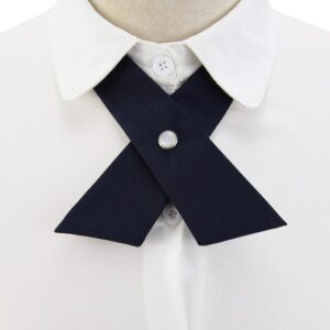 Women/Men Cross Bow Tie, Pre Tied Crossover Necktie For Janpanese School Girl JK & JC Uniform or Cosplay W-B-T2 (Black)