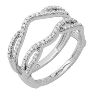 dazzlingrock collection round white diamond split shank enhancer guard wedding ring (0.35 ctw, color i-j, clarity i2-i3) in 10k white gold, size 7.5