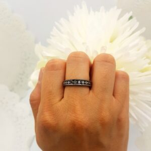 Dazzlingrock Collection 0.85 Carat (Cttw) Black Plated 10K Black Diamond Vintage Wedding Band, White Gold, Size 8