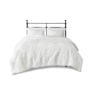 Madison Park Norfolk Super Soft Plush Faux Fur Paisley Blush Luxury Bedding Set Bedroom Comforters, Full/Queen, Ivory