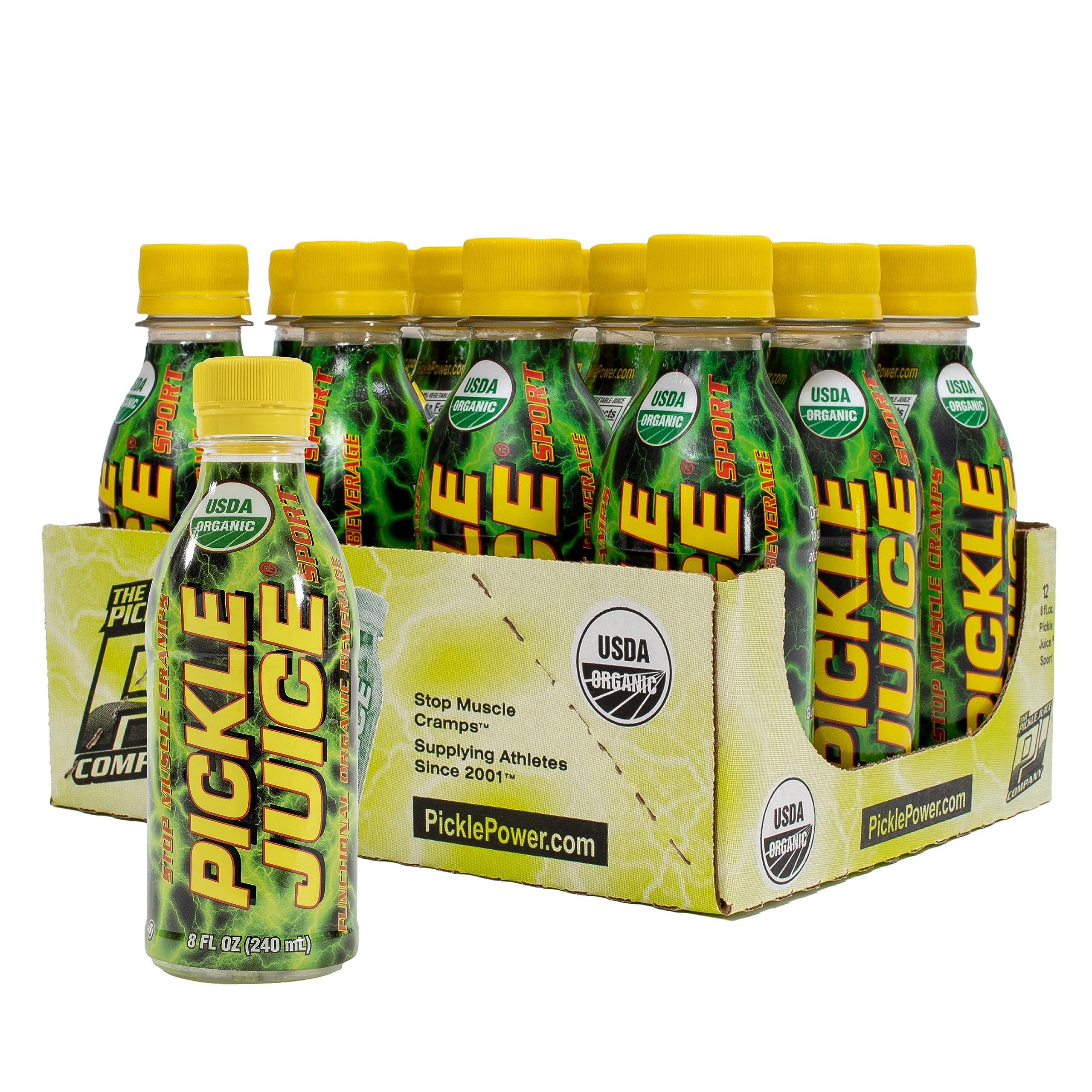 Pickle Juice Sports Drink - Relieves Cramps Immediately - Electrolyte Pickle Juice for Day & Night Time Cramp Relief - Pickle Juice for Leg Cramps - No Artificial Ingredients - 8 oz, 12 Pack